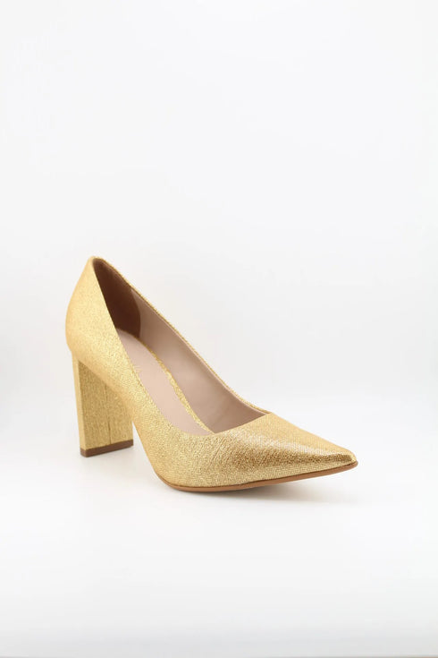 Luz da lua Pointed Toe Textured Block Heel